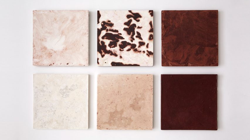 Bio-concrete tiles by Irene Roca Moracia and Brigitte Kock made from invasive species