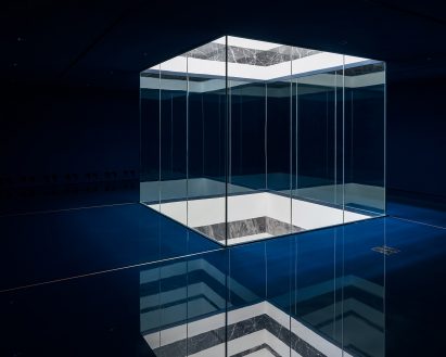 Light well with marble inlays in modern extension of Royal Museum of Fine Arts Antwerp