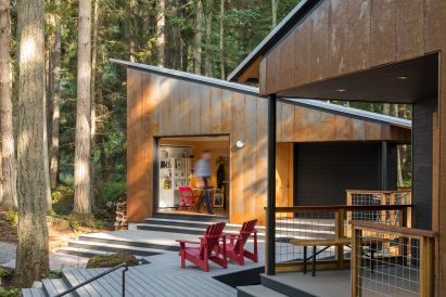 Corten steel clads Little House/Big Shed in Washington by David Van Galen