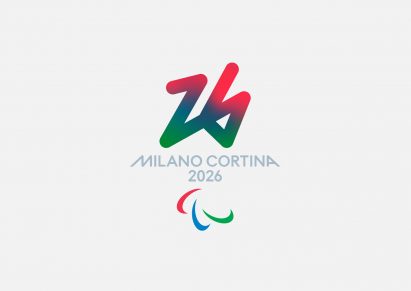 The paralympic logo for the 2026 Winter Olympic Games has a red, blue and green colouring