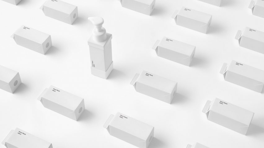 Nendo creates paper soap dispensers that look like milk cartons