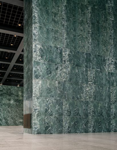 A marble-clad wall 