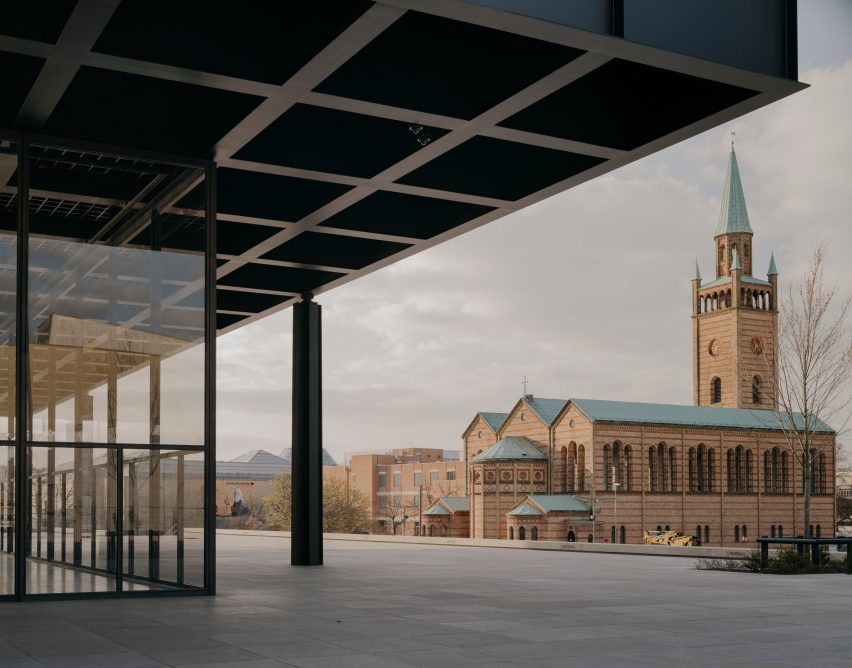 A cantilevered roof