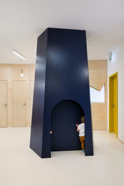 Wooden blue den in Malvína Day Nursery