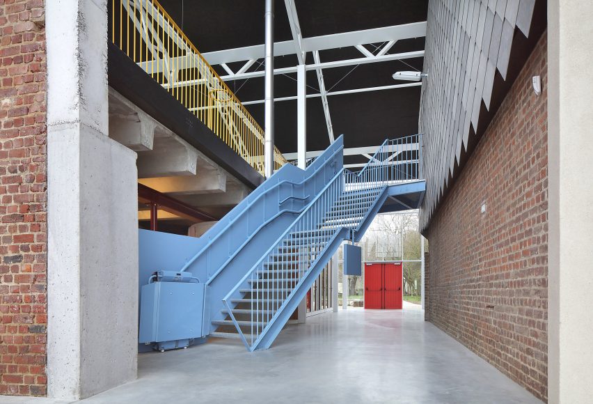 A statement blue staircase