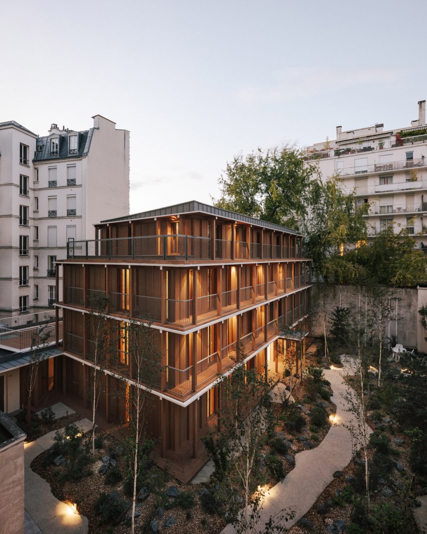 Wooden apartment block