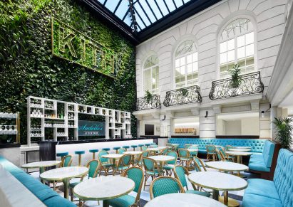 Kith Paris courtyard with green wall
