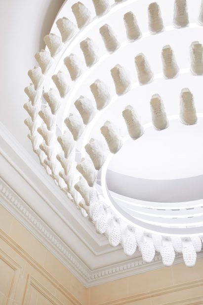 Nike sneakers chandelier at Kith Paris