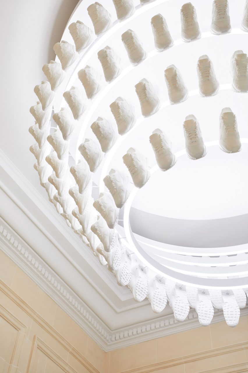 Nike sneakers chandelier at Kith Paris
