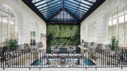 Kith Paris courtyard with green wall