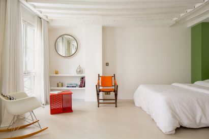 Beams in the ceiling were left exposed by Pierre-Louis Gerlier Architecte