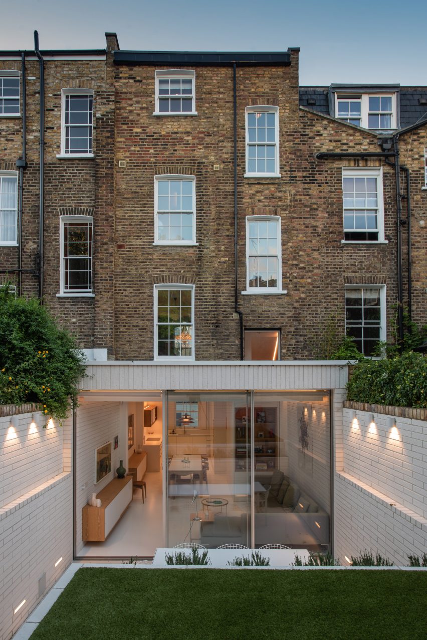 The rear elevation of the home