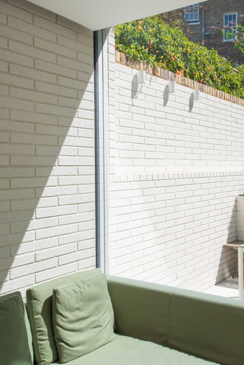 Concrete brick extends past the exterior wall