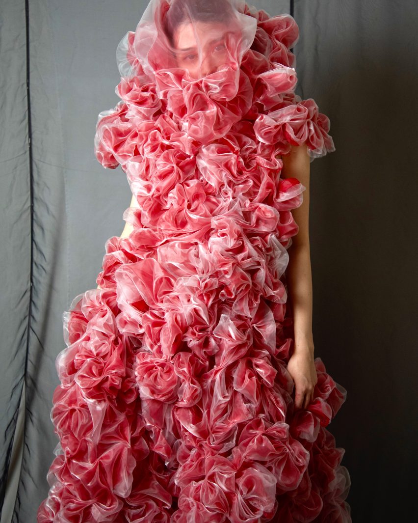 The designer used fabric like tulle