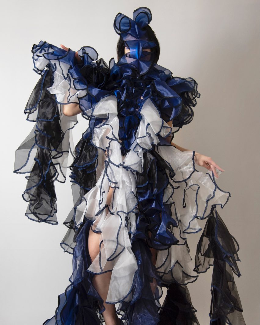 Layers of fabric are sewn together