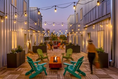 A social area with lights