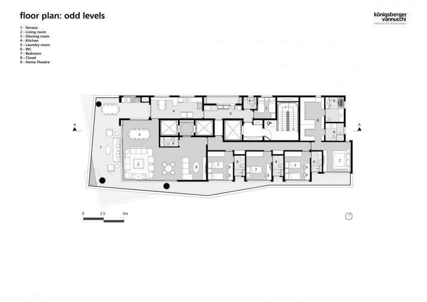 Floor plan: odd levels