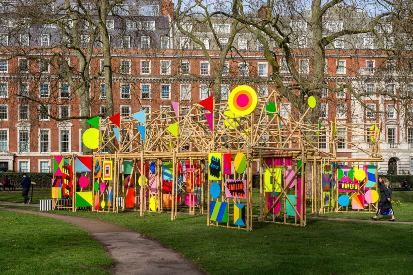The bamboo See Through pavilion by Morag Myerscough
