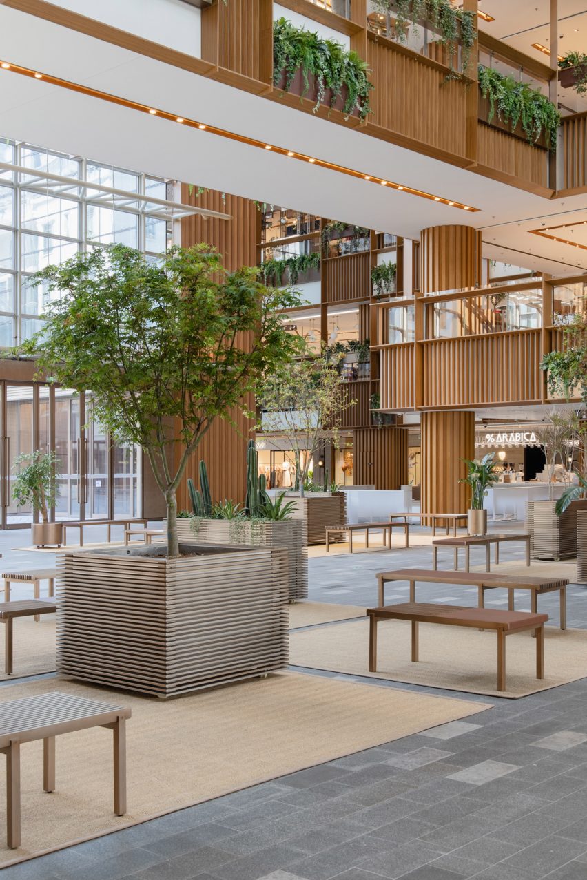 Trees in Xintiandi atrium by AIM Architecture