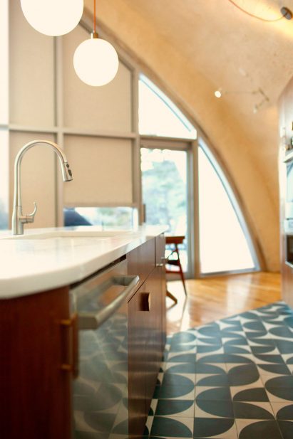 Ceramic tile kitchen floor of house in the Catskills