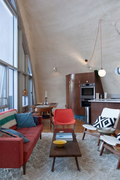 Kitchen and living room of Shell House