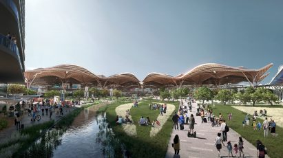 A visual of a transport hub in Shenzhen by Grimshaw