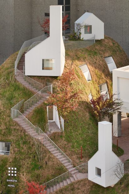 Grass hill in Japanese hotel
