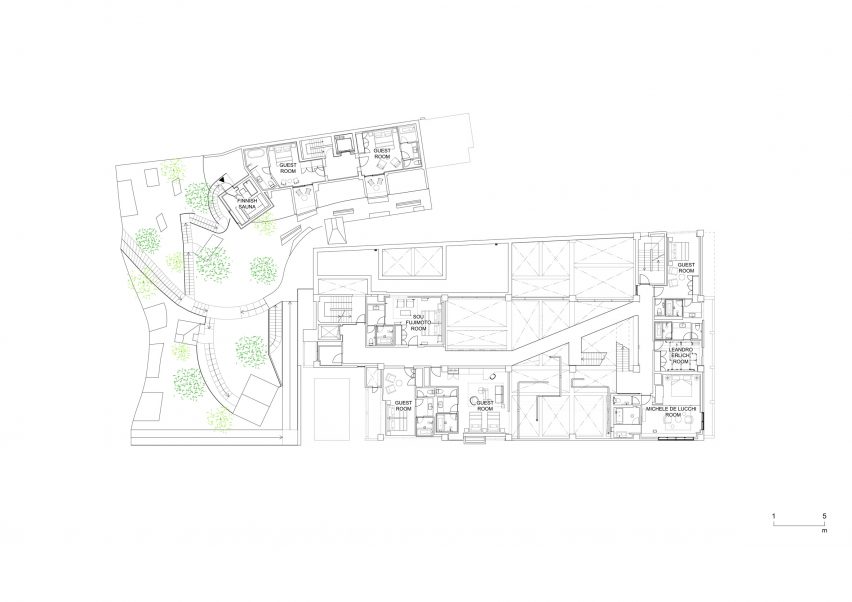 Second floor plan of Shiroiya Hotel