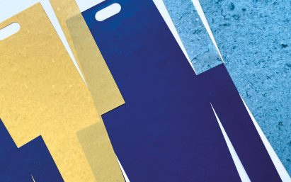 Blue and yellow fruit leather patterns for the Sonnet155 bag