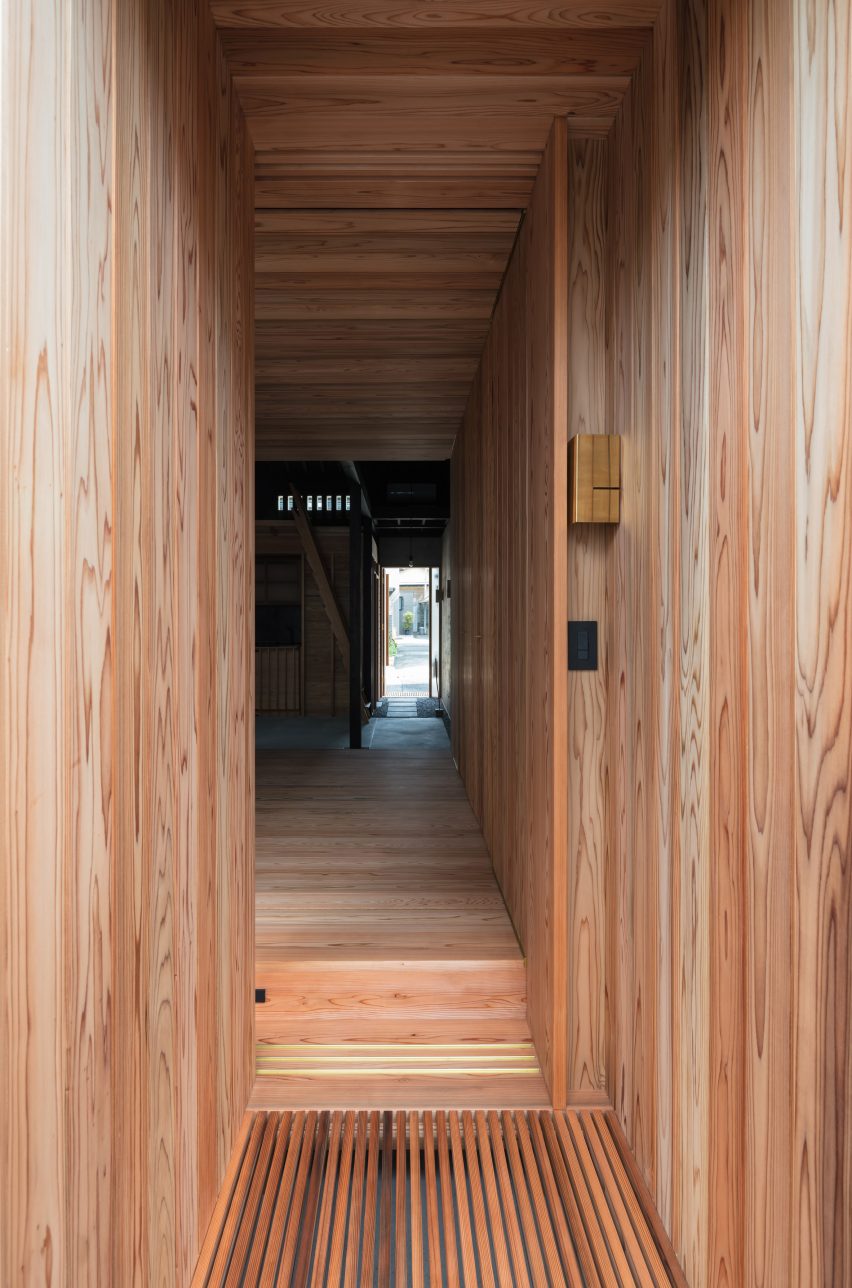 The cedar-lined entrance to Terrace House near Demachiyanagi