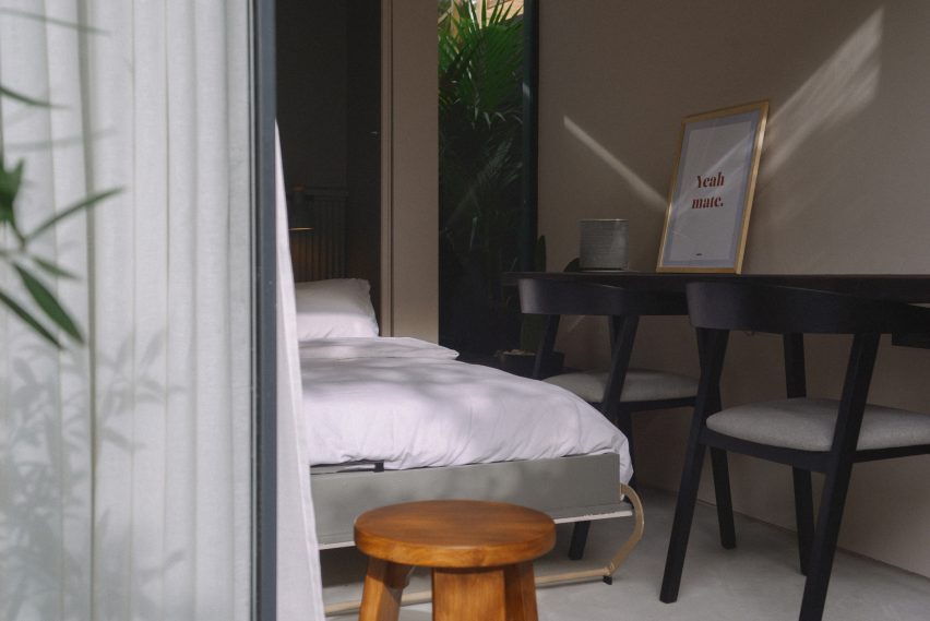 A guest bedroom in a garden annexe