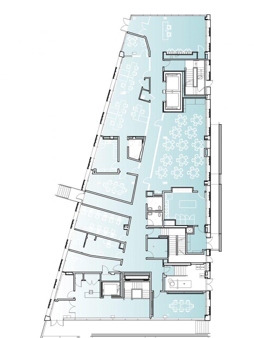 Ground floor plan of The Aya by Studio Twenty Seven Architecture and Leo A Daly