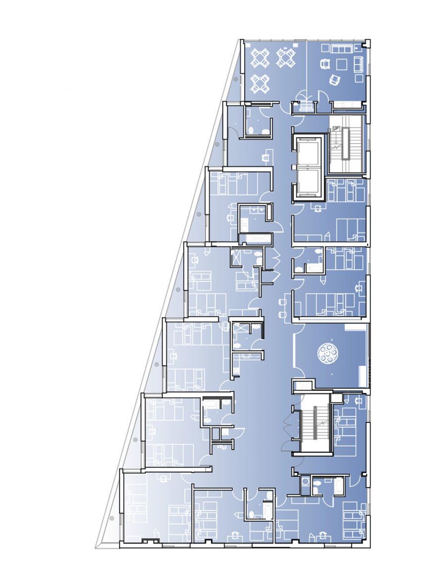 First floor plan of The Aya by Studio Twenty Seven Architecture and Leo A Daly