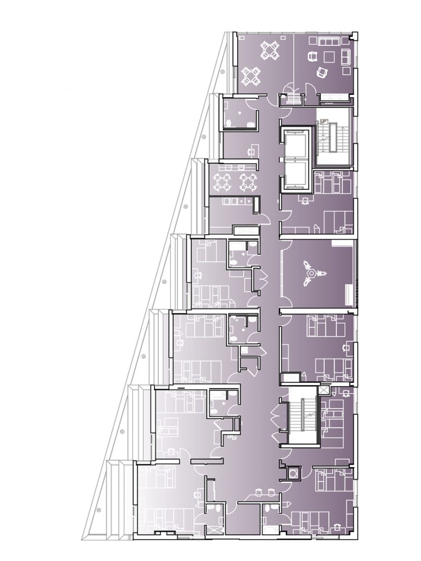 Third floor plan of The Aya by Studio Twenty Seven Architecture and Leo A Daly