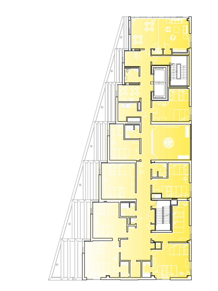 Fourth floor plan of The Aya by Studio Twenty Seven Architecture and Leo A Daly