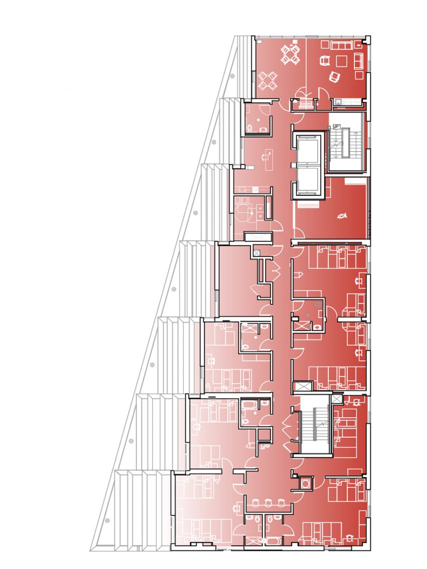 Fifth floor plan of The Aya by Studio Twenty Seven Architecture and Leo A Daly