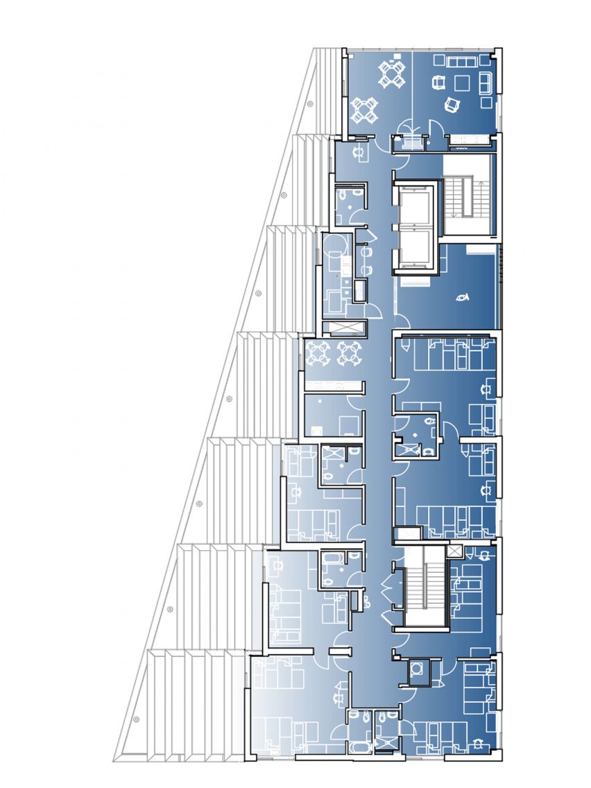 Sixth floor plan of The Aya by Studio Twenty Seven Architecture and Leo A Daly