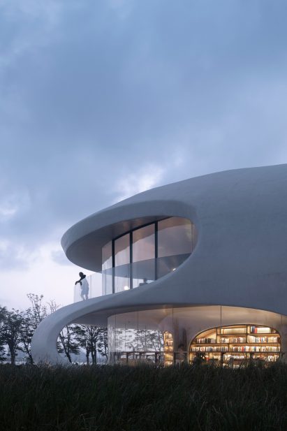 The white concrete exterior of the Cloudscape of Haikou