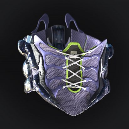 The corset reflects the design of the trainers by The Fabricant