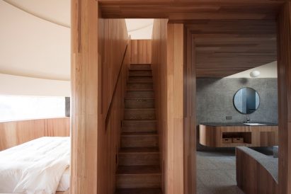 A wooden staircase