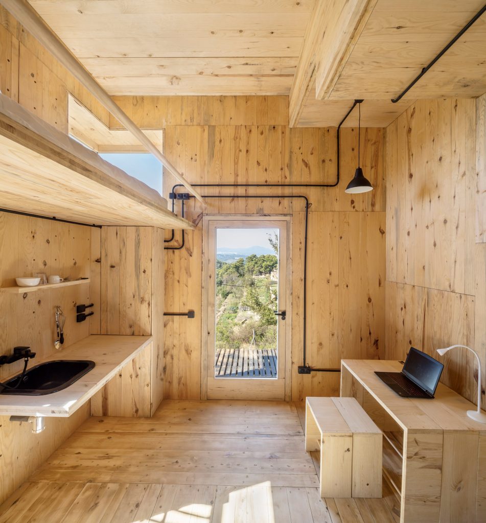 The interiors of The Voxel cabin