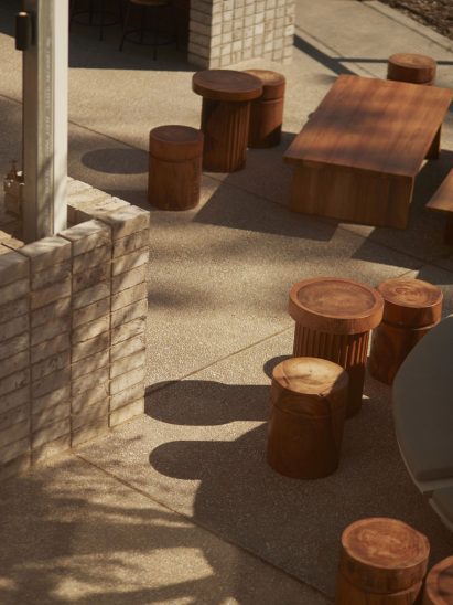 Outdoor dining area in Melbourne Urbnsurf restaurant