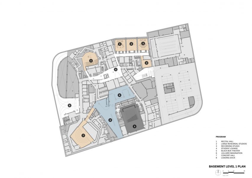 Basement plan of Tianjin Juilliard School by Diller Scofidio + Renfro