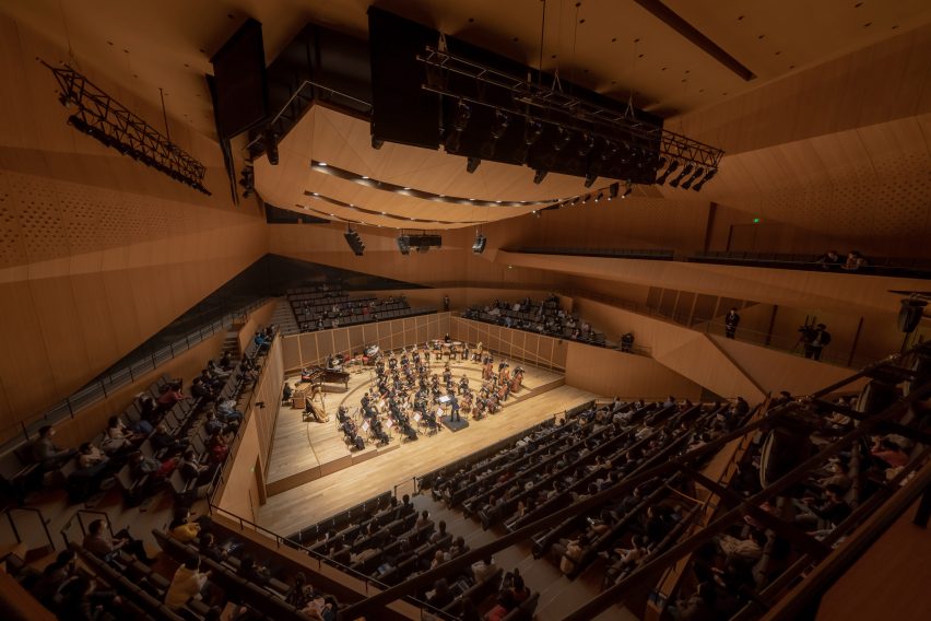 A wooden concert hall