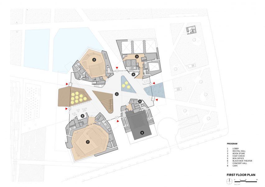 Ground floor plan of Tianjin Juilliard School by Diller Scofidio + Renfro