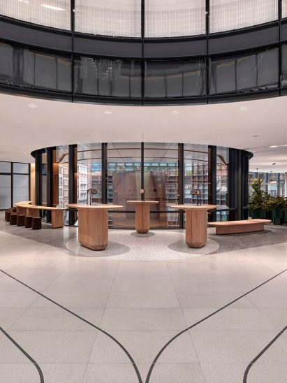 Breakout areas in office lobby