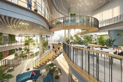 The atrium connects different levels of the building 