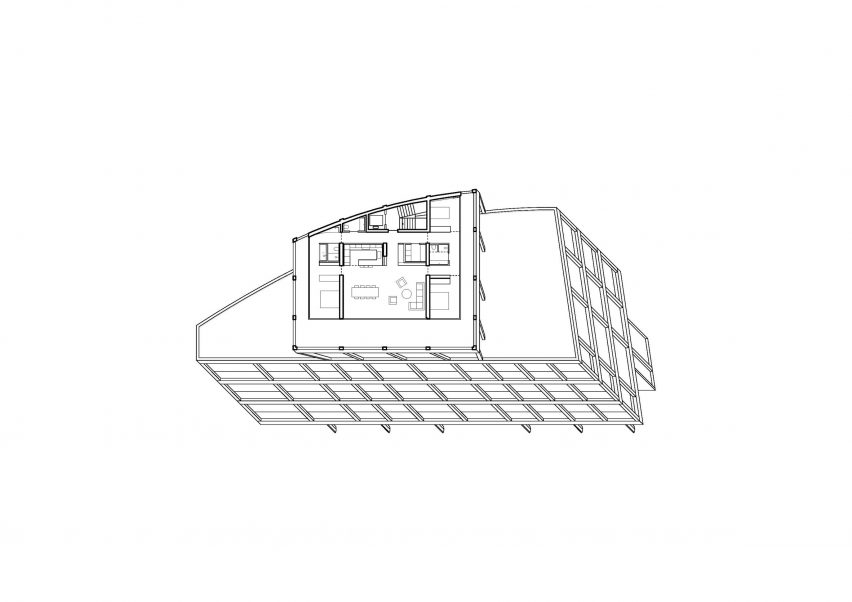 Pent house axonometric drawing