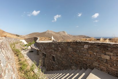 Rear terrace of Xerolithi house by Sinas Architects