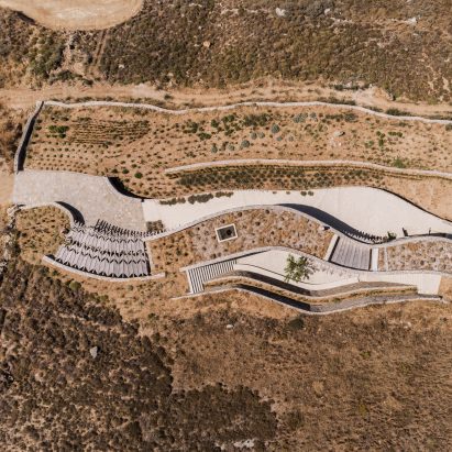 Aerial view of Xerolithi house by Sinas Architects